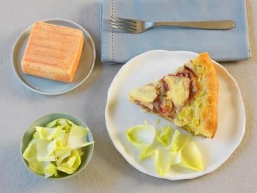 Tarte au Maroilles, poireaux et coppa